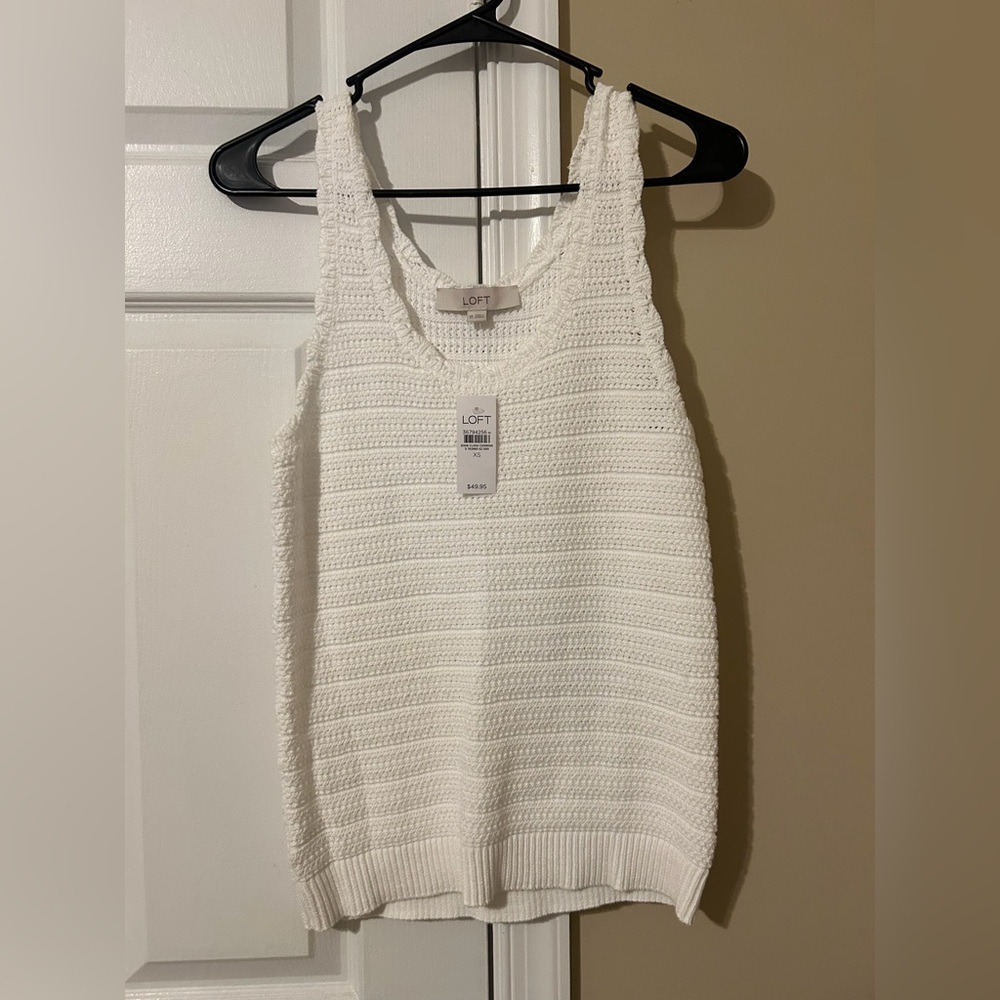 LOFT Women's Ivory Textured Tank Top